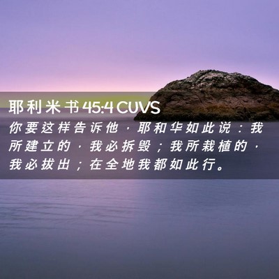 Picture 02 - 耶 利 米 书 45:4 CUVS - 你 要 这 样 告 诉 他 ， 耶 和 华 如 - Bible Verse Picture