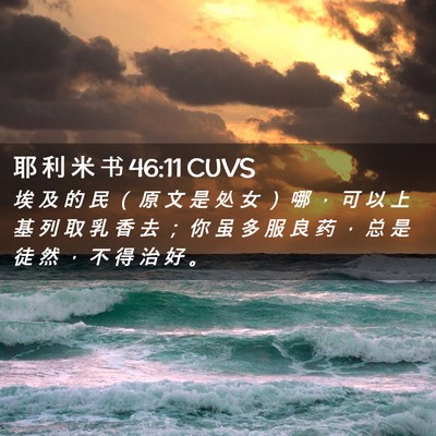 Picture 02 - 耶 利 米 书 46:11 CUVS - 埃 及 的 民 （ 原 文 是 处 女 ） 哪 - Bible Verse Picture