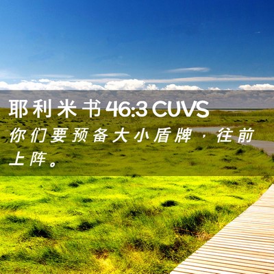 Picture 02 - 耶 利 米 书 46:3 CUVS - 你 们 要 预 备 大 小 盾 牌 ， 往 前 - Bible Verse Picture