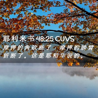 Picture 02 - 耶 利 米 书 48:25 CUVS - 摩 押 的 角 砍 断 了 ， 摩 押 的 膀 - Bible Verse Picture