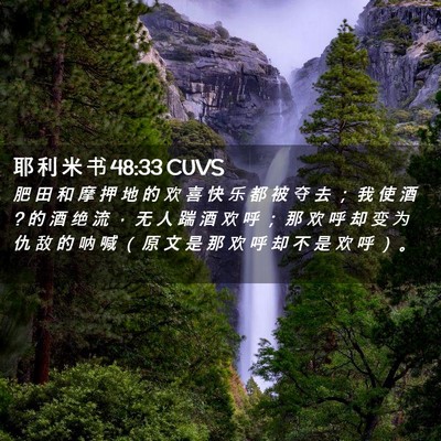 Picture 02 - 耶 利 米 书 48:33 CUVS - 肥 田 和 摩 押 地 的 欢 喜 快 乐 都 - Bible Verse Picture