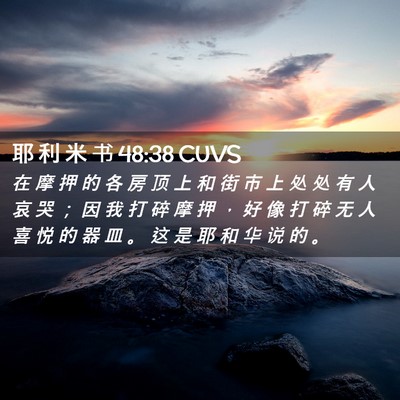Picture 02 - 耶 利 米 书 48:38 CUVS - 在 摩 押 的 各 房 顶 上 和 街 市 上 - Bible Verse Picture