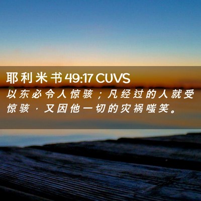 Picture 02 - 耶 利 米 书 49:17 CUVS - 以 东 必 令 人 惊 骇 ； 凡 经 过 的 - Bible Verse Picture