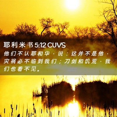 Picture 02 - 耶 利 米 书 5:12 CUVS - 他 们 不 认 耶 和 华 ， 说 ： 这 并 - Bible Verse Picture