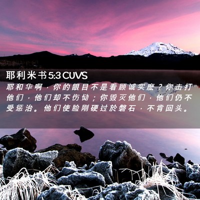 Picture 02 - 耶 利 米 书 5:3 CUVS - 耶 和 华 啊 ， 你 的 眼 目 不 是 看 - Bible Verse Picture