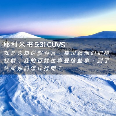 Picture 02 - 耶 利 米 书 5:31 CUVS - 就 是 先 知 说 假 预 言 ， 祭 司 藉 - Bible Verse Picture