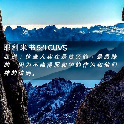 Picture 02 - 耶 利 米 书 5:4 CUVS - 我 说 ： 这 些 人 实 在 是 贫 穷 的 - Bible Verse Picture