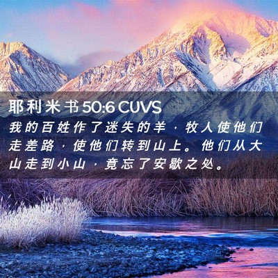 Picture 02 - 耶 利 米 书 50:6 CUVS - 我 的 百 姓 作 了 迷 失 的 羊 ， 牧 - Bible Verse Picture