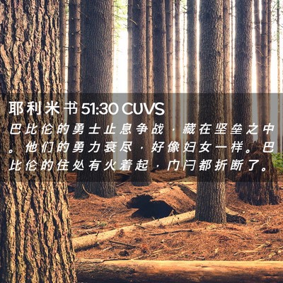 Picture 02 - 耶 利 米 书 51:30 CUVS - 巴 比 伦 的 勇 士 止 息 争 战 ， 藏 - Bible Verse Picture
