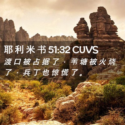 Picture 02 - 耶 利 米 书 51:32 CUVS - 渡 口 被 占 据 了 ， 苇 塘 被 火 烧 - Bible Verse Picture
