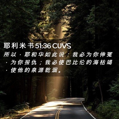 Picture 02 - 耶 利 米 书 51:36 CUVS - 所 以 ， 耶 和 华 如 此 说 ： 我 必 - Bible Verse Picture