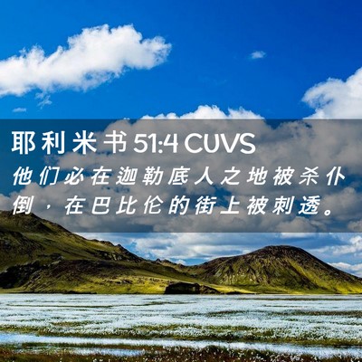 Picture 02 - 耶 利 米 书 51:4 CUVS - 他 们 必 在 迦 勒 底 人 之 地 被 杀 - Bible Verse Picture