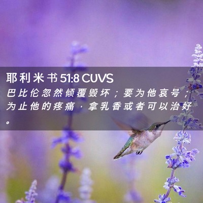 Picture 02 - 耶 利 米 书 51:8 CUVS - 巴 比 伦 忽 然 倾 覆 毁 坏 ； 要 为 - Bible Verse Picture