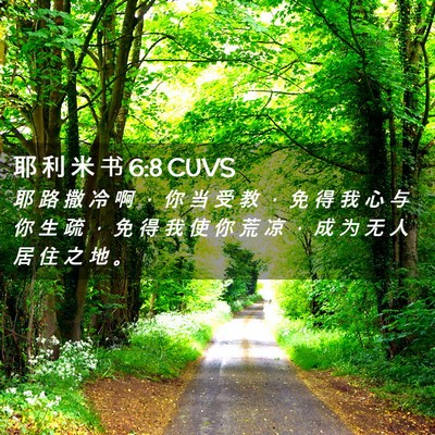 Picture 02 - 耶 利 米 书 6:8 CUVS - 耶 路 撒 冷 啊 ， 你 当 受 教 ， 免 - Bible Verse Picture