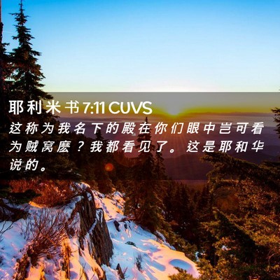 Picture 02 - 耶 利 米 书 7:11 CUVS - 这 称 为 我 名 下 的 殿 在 你 们 眼 - Bible Verse Picture