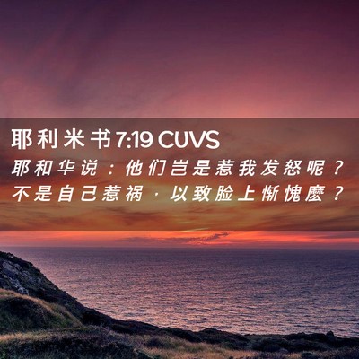 Picture 02 - 耶 利 米 书 7:19 CUVS - 耶 和 华 说 ： 他 们 岂 是 惹 我 发 - Bible Verse Picture