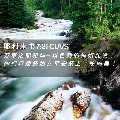Picture 02 - 耶 利 米 书 7:21 CUVS - 万 军 之 耶 和 华 ─ 以 色 列 的 神 - Bible Verse Picture