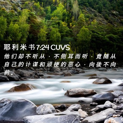 Picture 02 - 耶 利 米 书 7:24 CUVS - 他 们 却 不 听 从 ， 不 侧 耳 而 听 - Bible Verse Picture