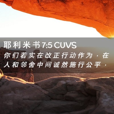 Picture 02 - 耶 利 米 书 7:5 CUVS - 你 们 若 实 在 改 正 行 动 作 为 ， - Bible Verse Picture