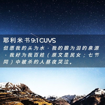 Picture 02 - 耶 利 米 书 9:1 CUVS - 但 愿 我 的 头 为 水 ， 我 的 眼 为 - Bible Verse Picture