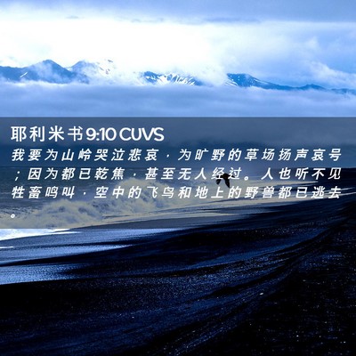 Picture 02 - 耶 利 米 书 9:10 CUVS - 我 要 为 山 岭 哭 泣 悲 哀 ， 为 旷 - Bible Verse Picture