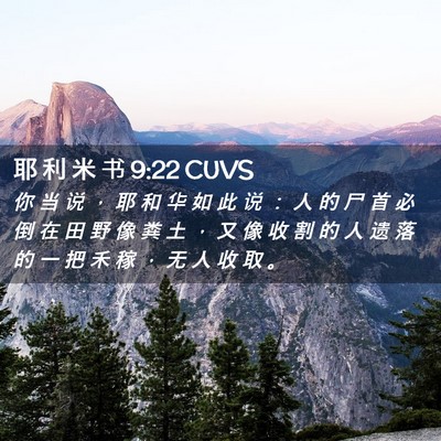 Picture 02 - 耶 利 米 书 9:22 CUVS - 你 当 说 ， 耶 和 华 如 此 说 ： 人 - Bible Verse Picture