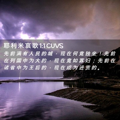 Picture 02 - 耶 利 米 哀 歌 1:1 CUVS - 先 前 满 有 人 民 的 城 ， 现 在 何 - Bible Verse Picture