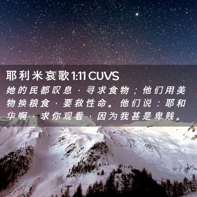 Picture 02 - 耶 利 米 哀 歌 1:11 CUVS - 她 的 民 都 叹 息 ， 寻 求 食 物 ； - Bible Verse Picture