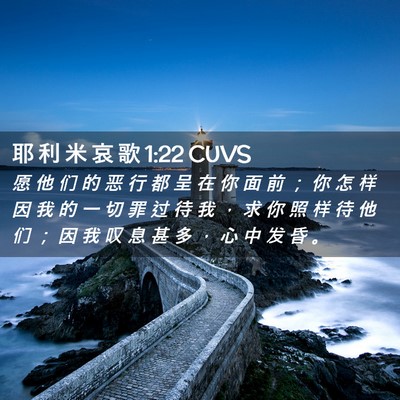 Picture 02 - 耶 利 米 哀 歌 1:22 CUVS - 愿 他 们 的 恶 行 都 呈 在 你 面 前 - Bible Verse Picture