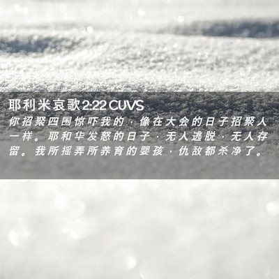 Picture 02 - 耶 利 米 哀 歌 2:22 CUVS - 你 招 聚 四 围 惊 吓 我 的 ， 像 在 - Bible Verse Picture