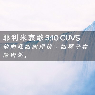 Picture 02 - 耶 利 米 哀 歌 3:10 CUVS - 他 向 我 如 熊 埋 伏 ， 如 狮 子 在 - Bible Verse Picture
