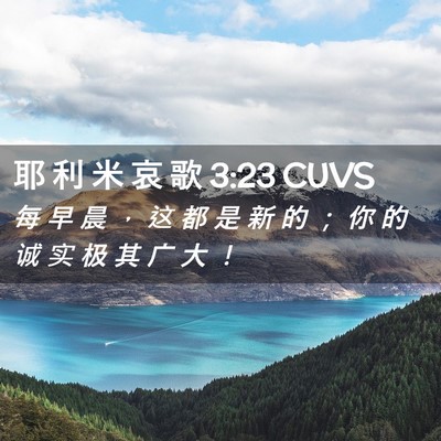 Picture 02 - 耶 利 米 哀 歌 3:23 CUVS - 每 早 晨 ， 这 都 是 新 的 ； 你 的 - Bible Verse Picture