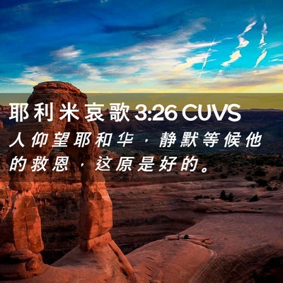 Picture 02 - 耶 利 米 哀 歌 3:26 CUVS - 人 仰 望 耶 和 华 ， 静 默 等 候 他 - Bible Verse Picture