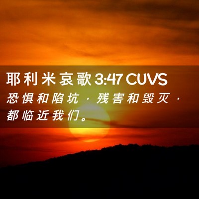 Picture 02 - 耶 利 米 哀 歌 3:47 CUVS - 恐 惧 和 陷 坑 ， 残 害 和 毁 灭 ， - Bible Verse Picture