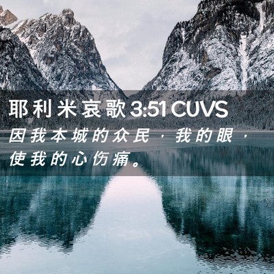 Picture 02 - 耶 利 米 哀 歌 3:51 CUVS - 因 我 本 城 的 众 民 ， 我 的 眼 ， - Bible Verse Picture