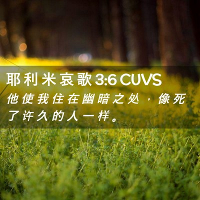 Picture 02 - 耶 利 米 哀 歌 3:6 CUVS - 他 使 我 住 在 幽 暗 之 处 ， 像 死 - Bible Verse Picture