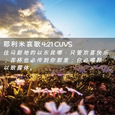 Picture 02 - 耶 利 米 哀 歌 4:21 CUVS - 住 乌 斯 地 的 以 东 民 哪 ， 只 管 - Bible Verse Picture