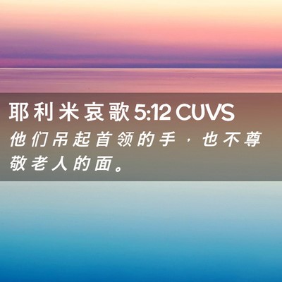 Picture 02 - 耶 利 米 哀 歌 5:12 CUVS - 他 们 吊 起 首 领 的 手 ， 也 不 尊 - Bible Verse Picture
