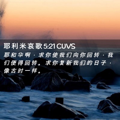 Picture 02 - 耶 利 米 哀 歌 5:21 CUVS - 耶 和 华 啊 ， 求 你 使 我 们 向 你 - Bible Verse Picture