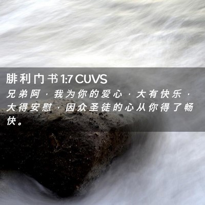 Picture 02 - 腓 利 门 书 1:7 CUVS - 兄 弟 阿 ， 我 为 你 的 爱 心 ， 大 - Bible Verse Picture