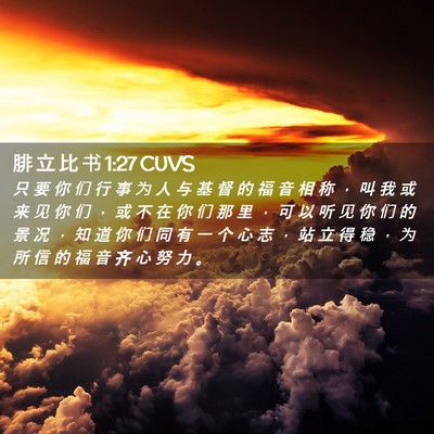 Picture 02 - 腓 立 比 书 1:27 CUVS - 只 要 你 们 行 事 为 人 与 基 督 的 - Bible Verse Picture