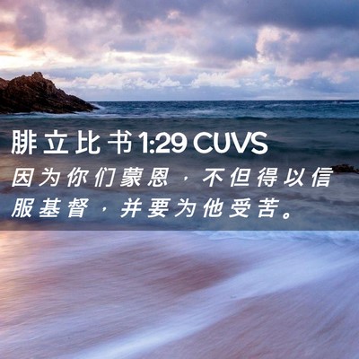 Picture 02 - 腓 立 比 书 1:29 CUVS - 因 为 你 们 蒙 恩 ， 不 但 得 以 信 - Bible Verse Picture