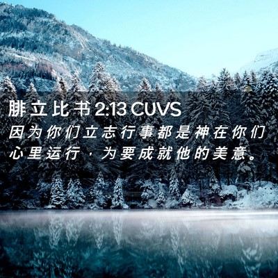 Picture 02 - 腓 立 比 书 2:13 CUVS - 因 为 你 们 立 志 行 事 都 是 神 在 - Bible Verse Picture