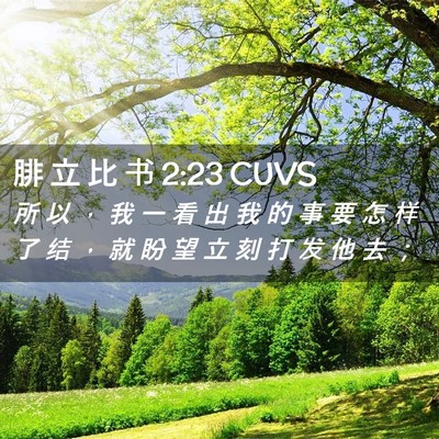 Picture 02 - 腓 立 比 书 2:23 CUVS - 所 以 ， 我 一 看 出 我 的 事 要 怎 - Bible Verse Picture