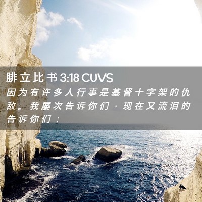 Picture 02 - 腓 立 比 书 3:18 CUVS - 因 为 有 许 多 人 行 事 是 基 督 十 - Bible Verse Picture