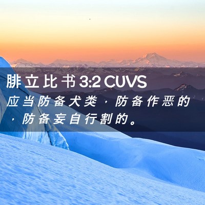 Picture 02 - 腓 立 比 书 3:2 CUVS - 应 当 防 备 犬 类 ， 防 备 作 恶 的 - Bible Verse Picture