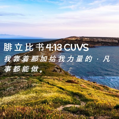 Picture 02 - 腓 立 比 书 4:13 CUVS - 我 靠 着 那 加 给 我 力 量 的 ， 凡 - Bible Verse Picture