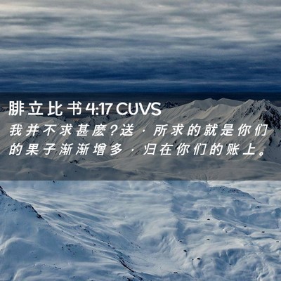 Picture 02 - 腓 立 比 书 4:17 CUVS - 我 并 不 求 甚 麽 ? 送 ， 所 求 的 就 - Bible Verse Picture