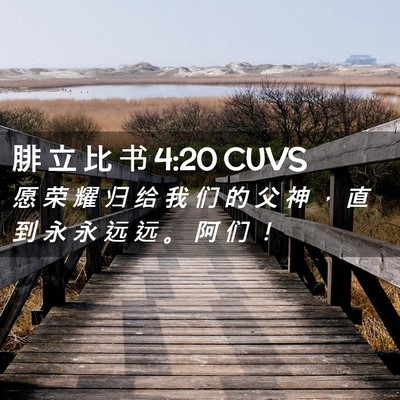 Picture 02 - 腓 立 比 书 4:20 CUVS - 愿 荣 耀 归 给 我 们 的 父 神 ， 直 - Bible Verse Picture
