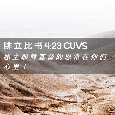 Picture 02 - 腓 立 比 书 4:23 CUVS - 愿 主 耶 稣 基 督 的 恩 常 在 你 们 - Bible Verse Picture